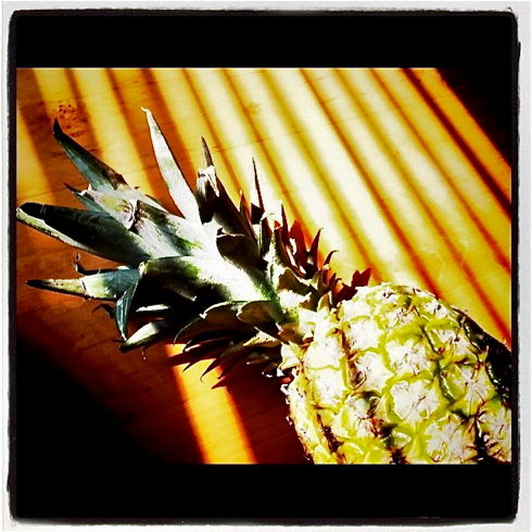 Ananas im Streifenlicht